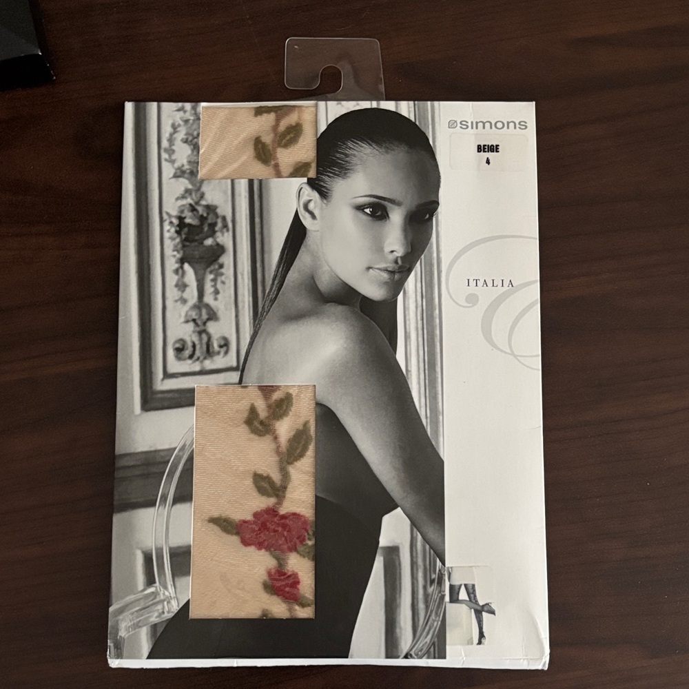 Nwt Simons Black Patterned Sheer Tights